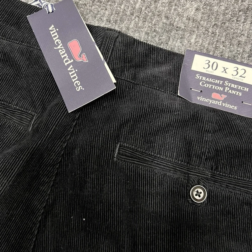 Vineyard Vines CORDUROY PANT MARTINIS JET BLACK 30X32 Straight Stretch NWT‎ $128